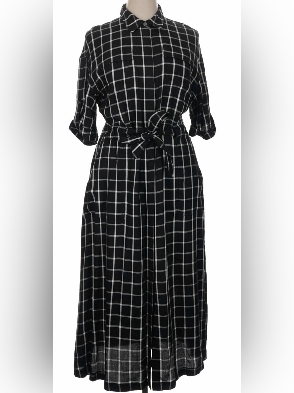 Calvin Klein Black and White Windowpane Dress